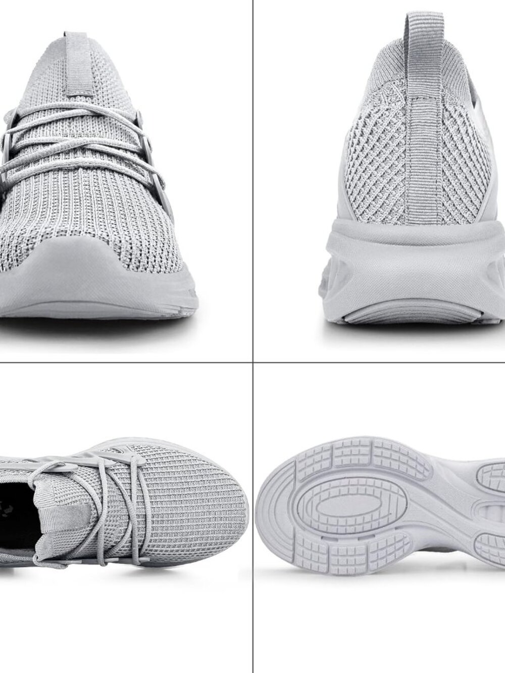 Men's Light Grey Breathable Non Slip Running Athletic Gym Tennis Sneaker Shoes - Picture 6 of 6
